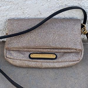 Juicy Couture Gold Sparkle cross body clutch purse handbag